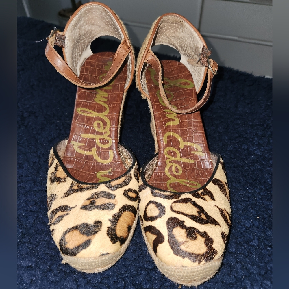 Sam Edelman Leopard Print Wedge Sandals
